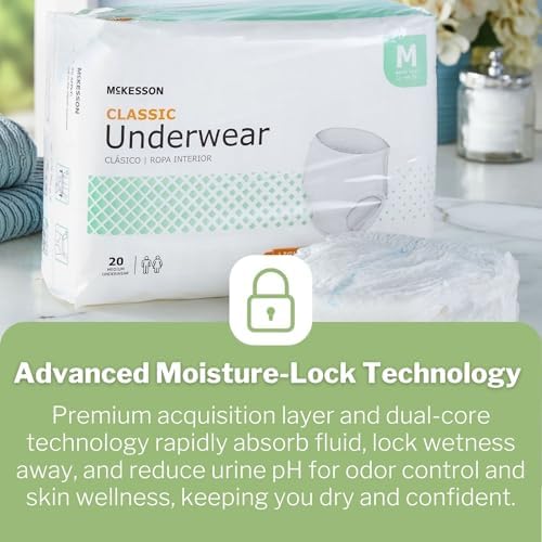 McKesson Classic Adult Incontinence Underwear, Large, Light, 58 in, 72 ct | Postpartum and Incontinence Support