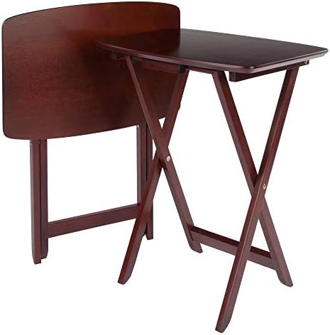 Winsome Darlene Set of 2 Foldable Snack Tables, Walnut, 26"