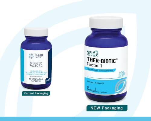 Klaire Labs SFI Health Ther-Biotic Factor 1 Probiotic, 60 Capsules | Gut + Immune Support, Lactobacillus Rhamnosus Single Species Probiotic, 20 Billion CFU, L Rhamnosus Probiotics
