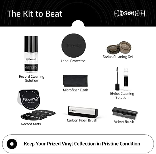 9-in-1 Vinyl Record Cleaning Kit – Anti-Static Cleaner, Carbon Fiber & Velvet Brushes, Stylus Gel, Microfiber Cloth