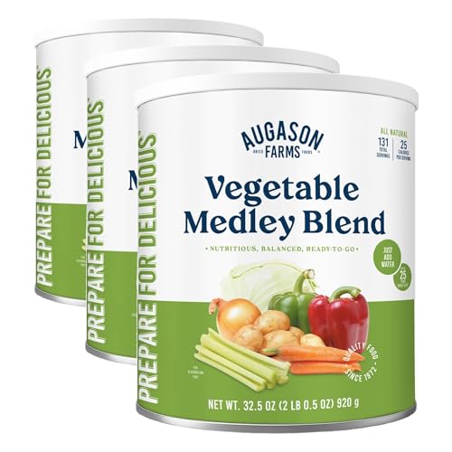 Augason Farms Vegetable Medley Blend Can | 131 Servings, Dehydrated Mixed Veggies, Gluten Free Emergency Food Supply with Long Shelf Life for Survival