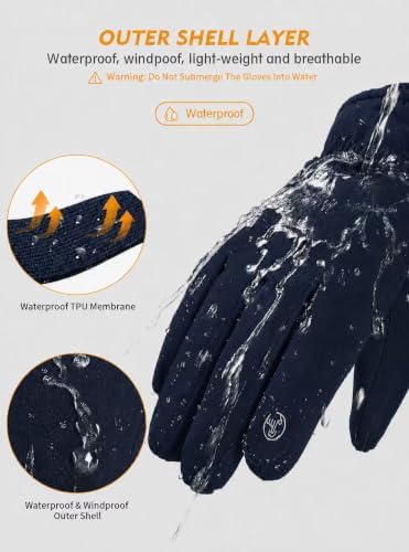 TRENDOUX Winter Gloves for Men Warm: 3M Thinsulate -20℉ Windproof Waterproof Ski Women Glove with Touchscreen Thermal Lining Anti-Slip for Work