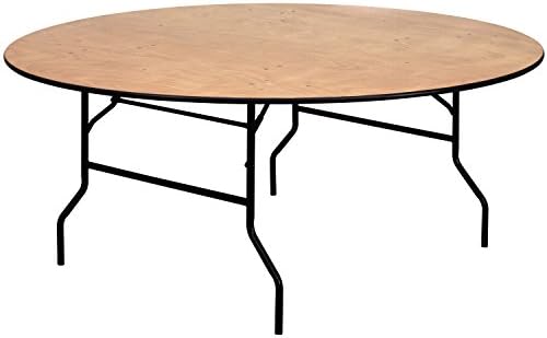Flash Furniture Furman 6' Round All-Occasion Wood Folding Event Table, Foldable Round Portable Banquet Table with Wooden Top
