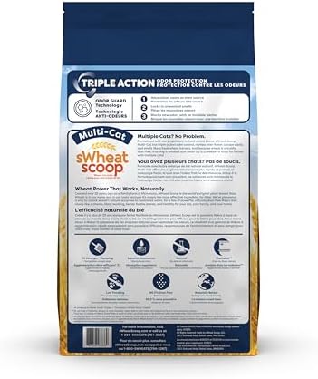 sWheat Scoop Natural Wheat Multi-Cat Litter, Superior Clumping with Odor Neutralizing Enzymes, 25 Pound Bag
