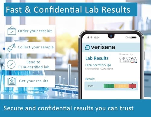 Leaky Gut Complete Stool Test – Determine Leaky Gut Syndrome, Candida & Gut Flora Imbalances – Measures Secretory IGA & Zonulin