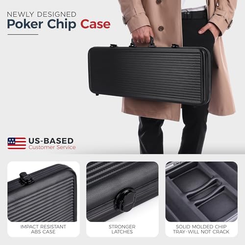 Versa Games Poker Chip Set - Casino Grade 13.5g Poker Chips, 7 Color Chip Denomination - 2 Decks of Cards, Dice