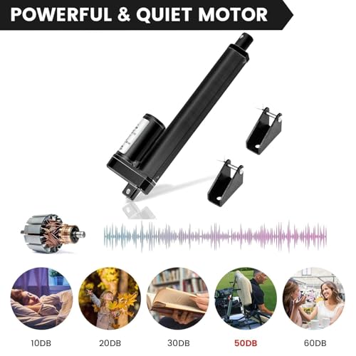 6 Inch (6") Stroke Linear Actuator 12V High Speed Actuator Motor 1000N 14mm/s with Brackets Mounting DC 12V Linear Actuator with Reverse Polarity