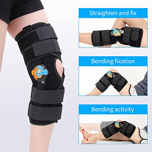 Hinged ROM Knee Braces Adjustable Knee Immobilizer Support for Knee Pain ACL MCL PCL Arthritis Meniscus Tear Post OP Recovery for Men and Women Side