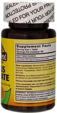 Nature's Blend Ferrous Gluconate Tablets, 100 Count