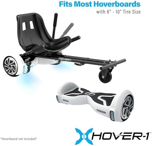 Hover-1 Buggy Hoverboard Attachment - Compatible with Most 6.5" & 8" Electric Hoverboards, Hand-Operated Rear Wheel Control, Adjustable Frame & Straps