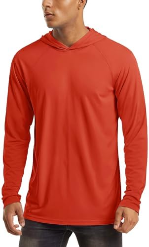 MAGCOMSEN Men's Hooded UPF 50+ Sun Protection T Shirts Long Sleeve Athletic Fishing Shirts Rash Guards