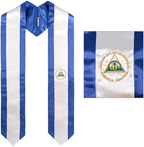 GraduationMall National Flag Graduation Stole Embroidery Sash for Study Aboard International Students 72" in Length