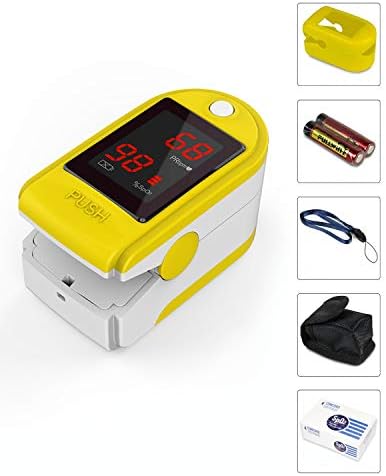 Concord Basics Fingertip Pulse Oximeter - Blood Oxygen Saturation Monitor with Carrying Case, Batteries, Silicone Cover & Lanyard - Easy to Use