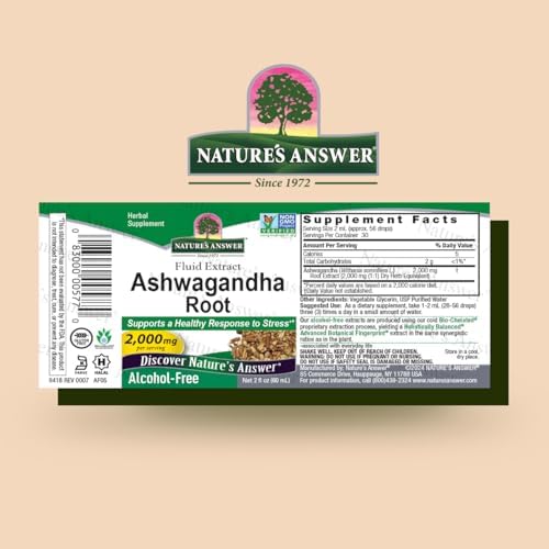 Nature's Answer Ashwagandha Root | Herbal Supplement Maintain Healthy Immune Function | Supports Body Against Stress | Gluten-Free