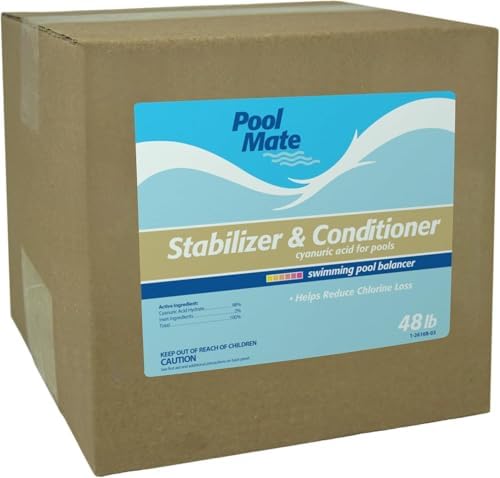 Pool Mate 16-Pounds Premium Pool Stabilizer and Conditioner | Chlorine Stabilizer, Concentrated Cyanuric Acid for Pools, Helps Chlorine Last Longer, 6oz raises CYA 10ppm per 5,000 gallons
