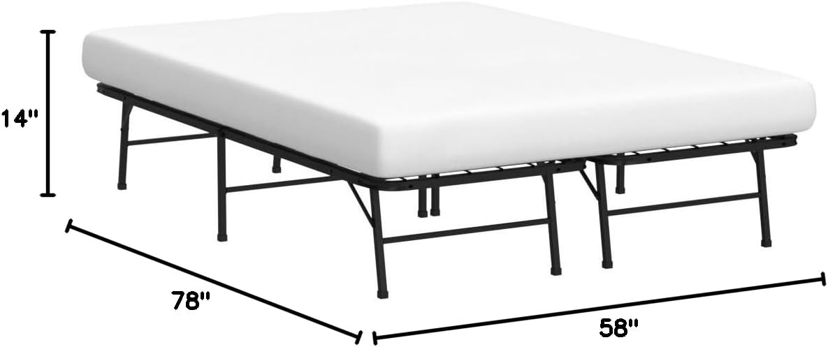 Linenspa Folding Metal Platform Bed Frame - Easy Assembly - Sturdy Steel - No Box Spring Needed - Underbed Storage - Mattress Foundation - 14" High
