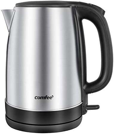 Comfee 1.7L Stainless Steel Electric Tea Kettle, BPA-Free Hot Water Boiler, Cordless with LED Light, Auto Shut-Off and Boil-Dry Protection