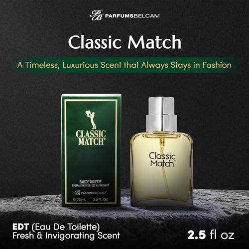 PB ParfumsBelcam Classic Match Green Eau De Toilette Spray for Men – Fresh Chypre Cologne, Bergamot, Basil, Musk, Long-Lasting Masculine Fragrance