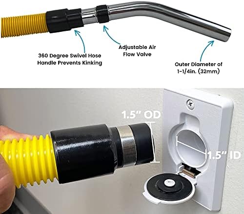Wessel-Werk Garage Central Vacuum Hose Kit with 35-Foot Yellow Crushproof Hose and Accessories