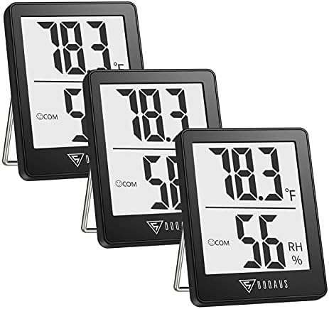 DOQAUS 3 Pack Digital Hygrometer Indoor Thermometer Humidity Monitor Black