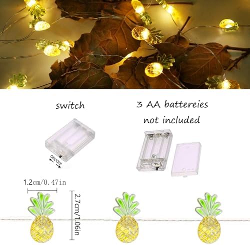 40 LED Pineapple String Lights, 8 Modes Pineapple Fairy Lights Battery Operated Without Remote Control for Wedding, Party, Festival, Indoor, Outdoor