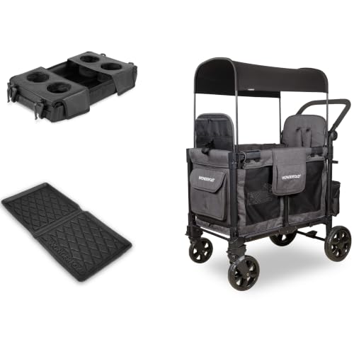 WonderFold W2 Stroller Wagon, Steel Frame, 2 Seater, Black