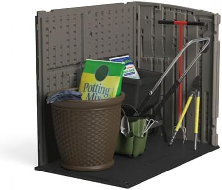 Suncast 34 Cu Ft Horizontal Storage Shed, Resin, Lockable, Stoney Black
