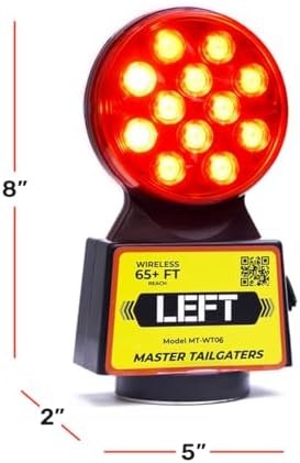 Master Tailgaters Wireless Trailer Tow Lights | Multi Functional Signal Lights | Sturdy Magnetic Mount | 65 Feet Range | 4 Pin Flat Connection