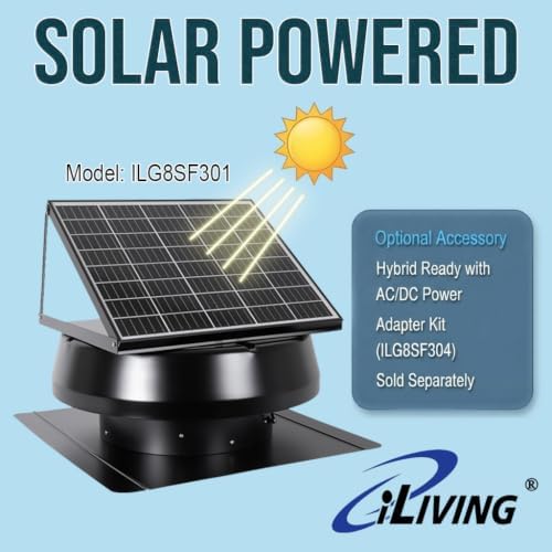 iLiving ILG8G14-12T Automatic Gable Mount Attic Ventilator Fan with Adjustable Thermostat, 2.85 Amp, 2339 CFM, Single-Speed | Automatic