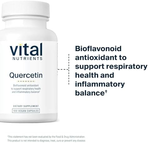 Vital Nutrients Quercetin - Vegan Quercetin Supplement with Bioflavonoids for Sinus, Respiratory, Heart, & Immune Function Support - Gluten, Dairy, Soy Free - 500mg - 100 Capsules