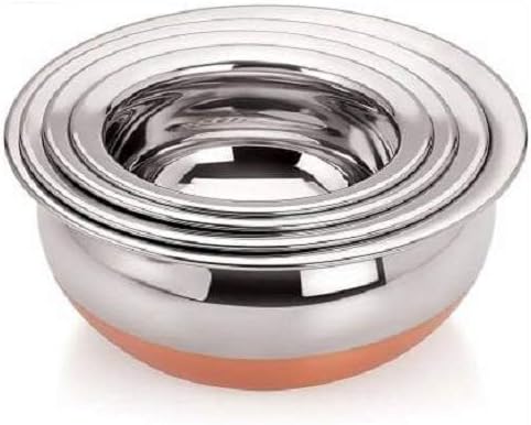 ROYAL SAPPHIRE Stainless Steel Copper Bottom Handi Pot 6 Piece Set With lids and Free Serving Spoon
