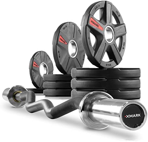 XMark EZ Curl Bar or Olympic Weight Set with EZ Curl Bar, Weight Plate Set