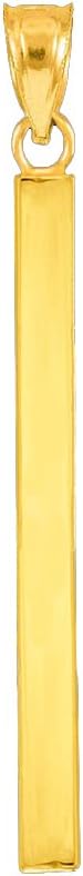 Women's 14k Yellow Gold Dainty High Polish Vertical Bar Charm Pendant