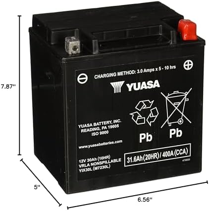 Yuasa YUAM7230L YIX30L Factory Activated YIX High Performance AGM Battery