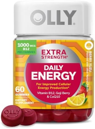 OLLY Daily Energy Gummy,Vitamin B12, CoQ10, Goji Berry - 60 Count
