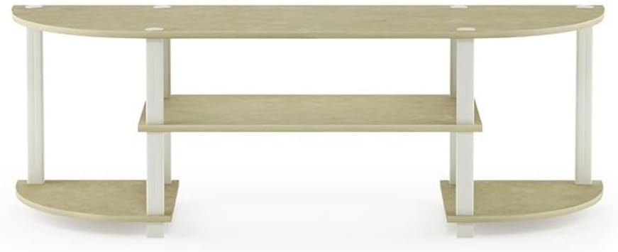 Furinno TURN-S-TUBE 3-Tier TV Stand for TVs up to 55 Inch, French Oak | Toolless Entertainment Center with Open Storage Shelves, Media Console Table with Soundbar Shelf for Living Room, Bedroom