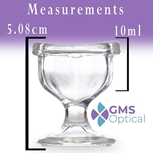 Glass Eye Wash Cup - Soothing Relief from Allergens, Irritants, Makeup, Dust, Dry Eyes and More - Use With Distilled Water or Saline (10 mL Volume)