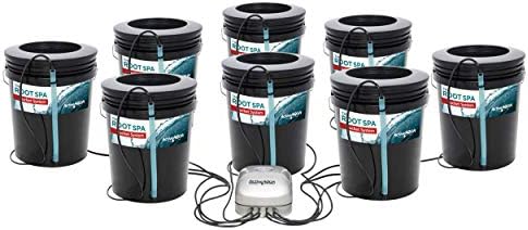 Hydrofarm RS5GALSYS Root Spa Deep Water Culture Bucket System, 5 Gallon, black | 8 in Grow Basket, Air Pump Included, 1/2 in Grommet And Elbow, 1/4 in Black Tubing, Pebble Media Sold Separately