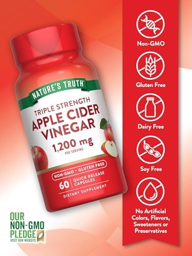Nature's Truth Apple Cider Vinegar Capsules | 1200mg | Quick Release Pills | Non-GMO & Gluten Free Supplement | Non-GMO & Gluten Free Supplement