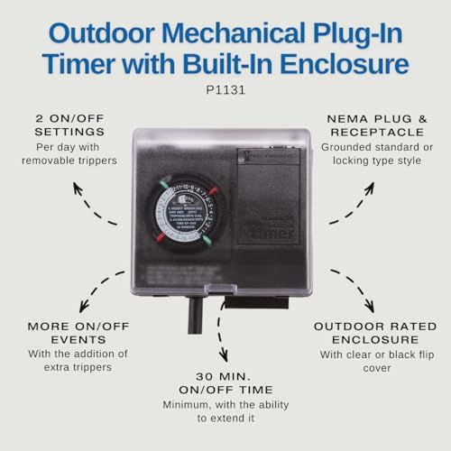 Intermatic P1131 Heavy Duty Above Ground Pool Pump Timer with Twist Lock Plug and Receptacle