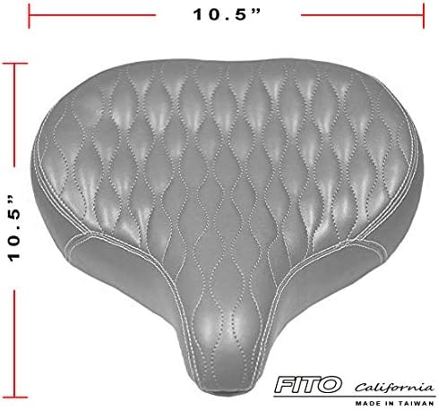 Made in Taiwan, Fito GSW Beach Cruiser Comfort Retro City Bicycle Saddle Seat, Black White Trim