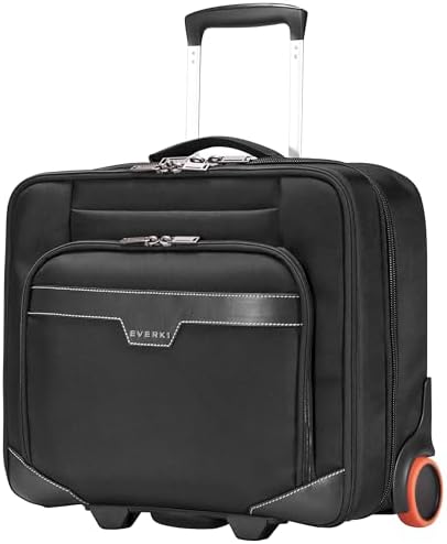 EVERKI Journey Rolling Laptop Briefcase for Men & Women, Black - 27L | Ballistic Nylon, Carry On Luggage w/ Wheels, Business & Travel - Friendly