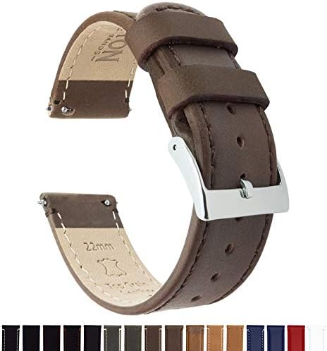 BARTON WATCH BANDS 20mm Saddle Brown Quick Release Top Grain Leather Watch Band Strap