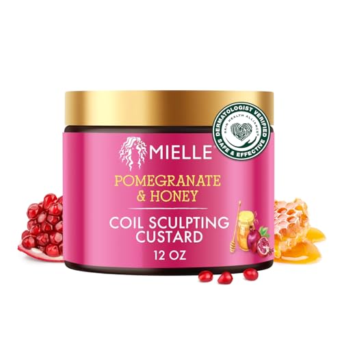 Mielle Organics Pomegranate & Honey Curl Cream - Coil Sculpting Custard for Type 4 Hair - Hydrates, Controls Frizz, Conditions & Adds Shine,12 Fl Oz