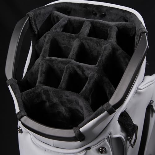 14-Way Full Length Dividers Golf Cart Bag - Waterproof Synthetic Leather Golf Bag with 15 Pockets, Durable Golf Club Bag for Men & Women, Available in Black, Blue, Gray