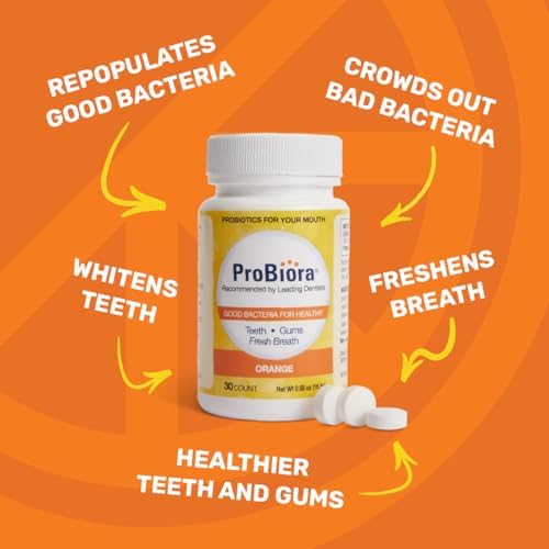ProBiora Oral Probiotics for Teeth and Gums | Dental Probiotics for Improved Oral Health | Bad Breath Treatment for Adults | ProBiora3 Patented Probiotic Blend | Tooth Whitening | 30 Mint Tablets