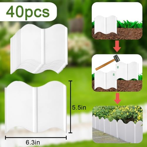 Orgrimmar Garden Edging Kit 40PCS Pound-in Interlocking Black(20”x5.3”)