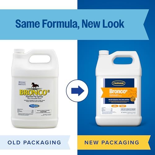 Farnam Bronco E Fly Spray for Horses, Dogs & Premises 128 oz Refill | Kills & Repels Stable, Horse, Deer, House & Horn Flies, Mosquitoes, Fleas, Chiggers, Ticks, Lice & Gnats