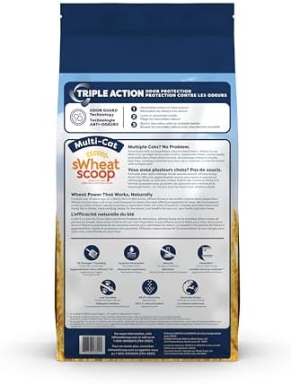 sWheat Scoop Natural Wheat Multi-Cat Litter, Superior Clumping with Odor Neutralizing Enzymes, 25 Pound Bag