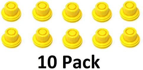 10 Pack Replacement YELLOW SPOUT CAPS Top Hat Style fits # 900302 900092 BLITZ Gas Can Spout Cap fits self venting gas can Aftermarket (SPOUTS NOT